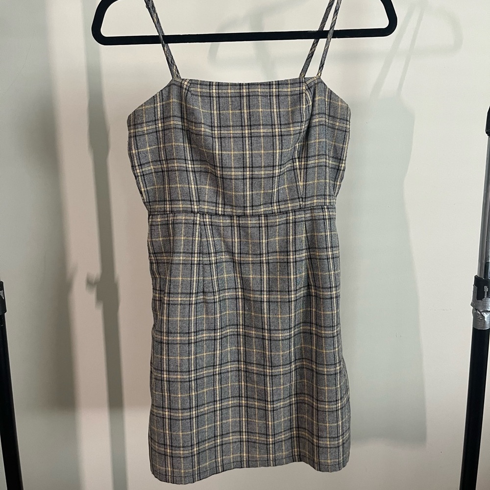 Grey Gingham Mini Dress